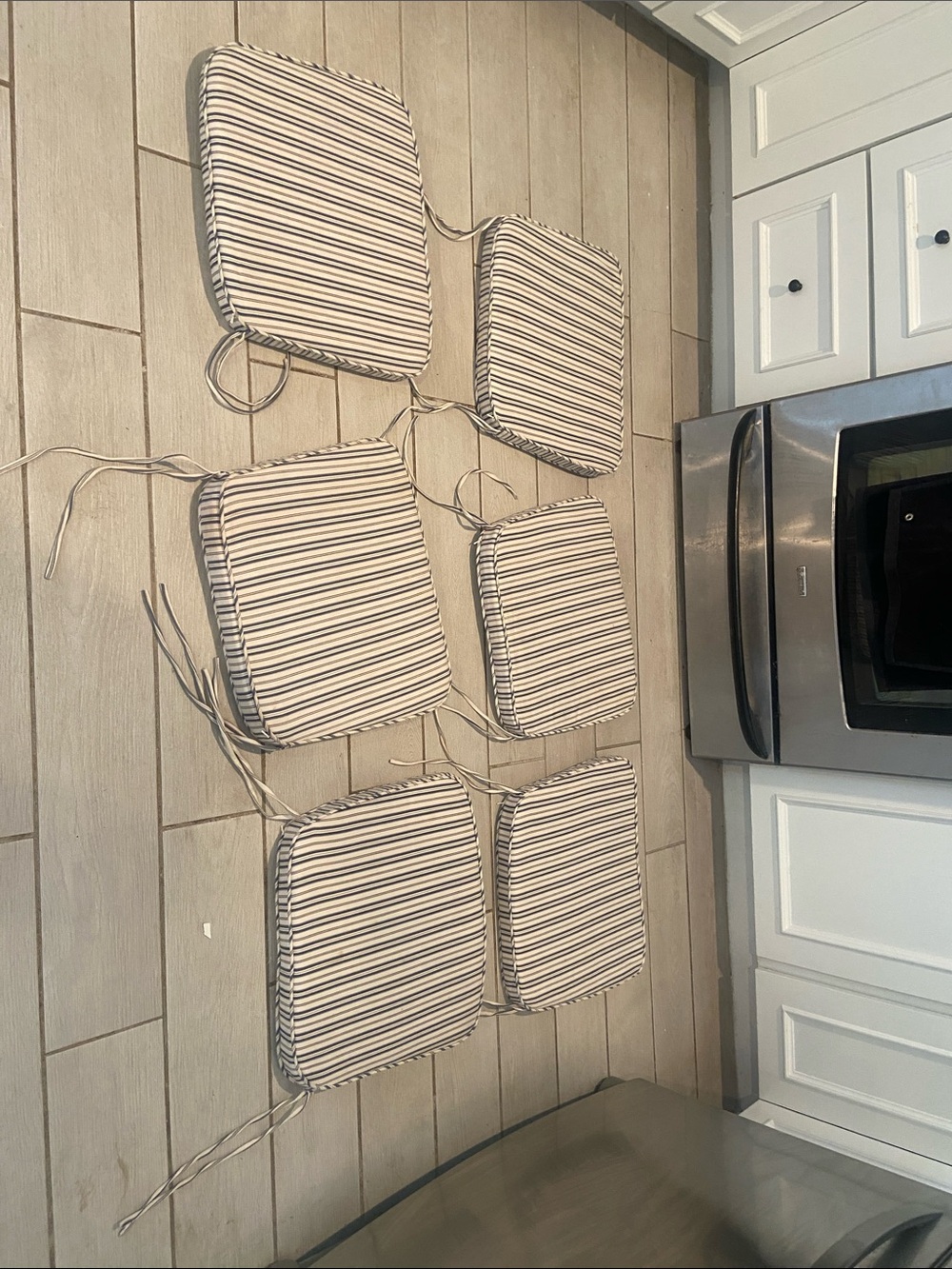Striped Seat Cushions with Ties - Set of 6(indoor)